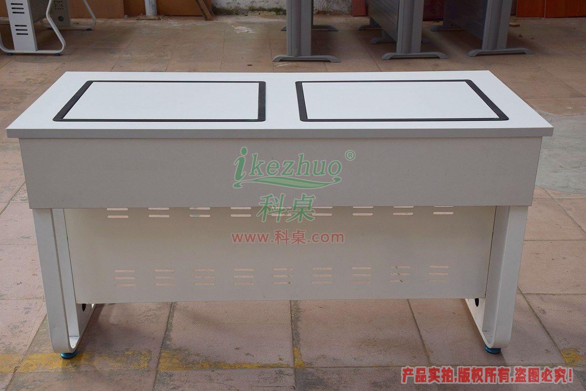 科桌家具,翻轉電腦桌,雙人電腦桌,雙人位金屬腳架帶邊框翻轉電腦桌K16-C